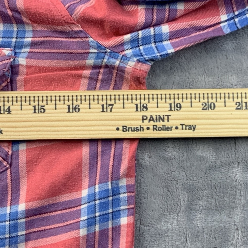 Hollister Women's Pink Blue Plaid Flannel Shirt Pearl Snap Buttons Size M - Picture 3 of 6